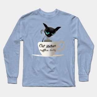 Cat Mother coffee lover (siamese cat) Long Sleeve T-Shirt